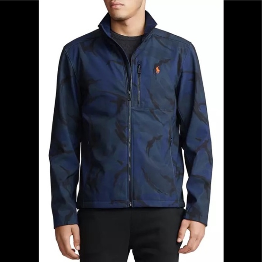 Polo Ralph Lauren Men Unlined Barrier Jacket Size 4XB Water Repellent Blue Camo